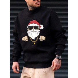 Mens Christmas Santa Claus Graphic Crew Neck Pullover Sweatshirts Winter