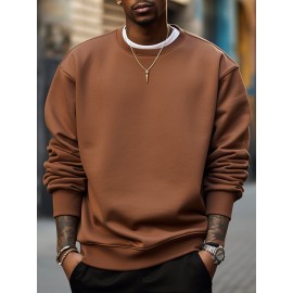 Mens Solid Crew Neck Casual Loose Pullover Sweatshirts